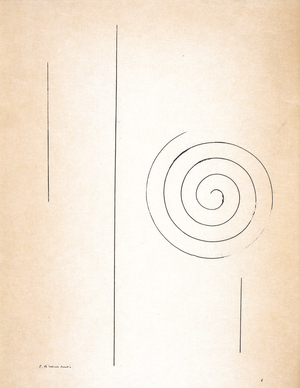 Frontispiece with portrait of the author, from Tales Told of Shem and Shaun: Three Fragments from Work in Progress by James Joyce (1882-1941), 1929 (litho)