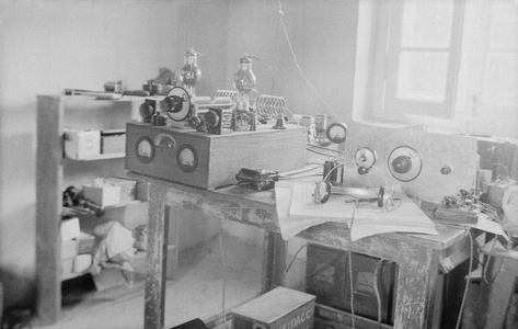 The wireless station of the British Mission in Gyantse, Tibet, September-December 1936 (b/w photo)