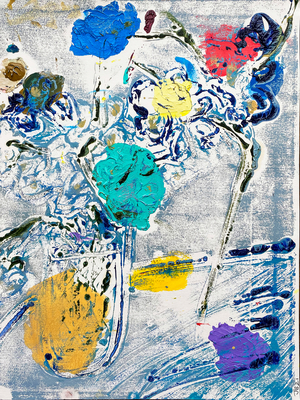 Fleur De Sel No. 09 Blue Colorful Monotype, 2021 (oil on paper)