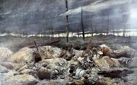 Dead Germans in first trench line, Bois de la Vache, Somme River