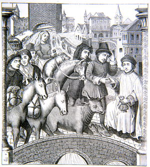 Toll bridge, Ecclesiastical Tithe, Tournai, Belgium. 15th cent. Scene
