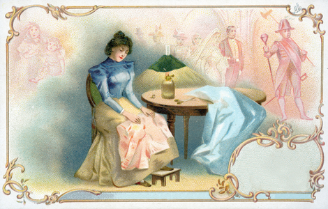 The Young Girl's Dreams, 1900 (colour litho)