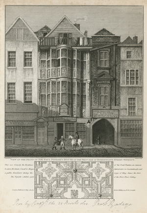 View of the front of Sir Paul Pindar's house (engraving)