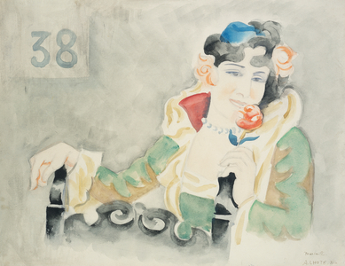 Woman with a Rose, Marseille, 1931 (w/c and graphite on paper)