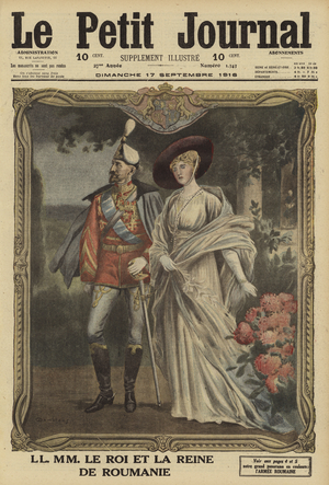 King Ferdinand I and Queen Marie of Romania (colour litho)