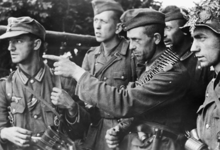 Wehrmacht soldiers in Normandy, 1944 (b/w photo)
