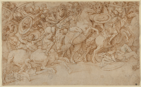 A Battle on Horseback, 1510s (pen and ink drawing)