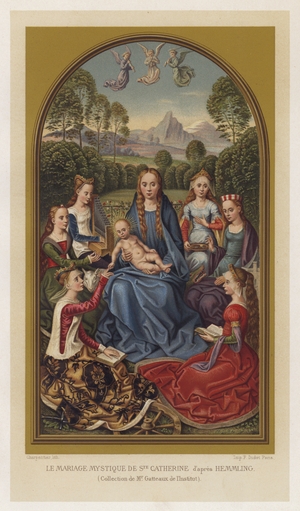 Le Mariage Mystique De Ste Catherine d'apres Hemmling, Collection de Mr Gatteaux de I'Institut (chromolitho)