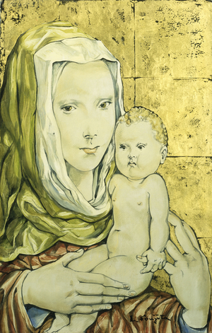 Mother and Child; Mere et Enfant, 1959 (oil and gold leaf on canvas)