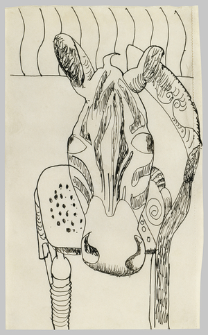 Zebra Head on a Chair, 1944 (pen & ink on paper)