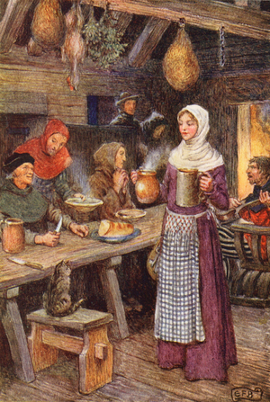Illustration for The Gathering of Brother Hilarius by Michael Fairless (colour litho)