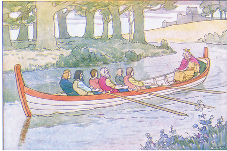 King Edgar the peaceful, from A Nursery History of England published by Nelson and Sons, c. 1940 (colour litho)