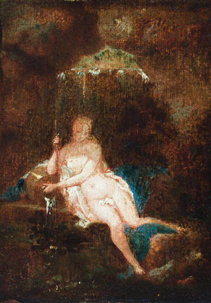 River goddess (oil on paper laid down on panel)