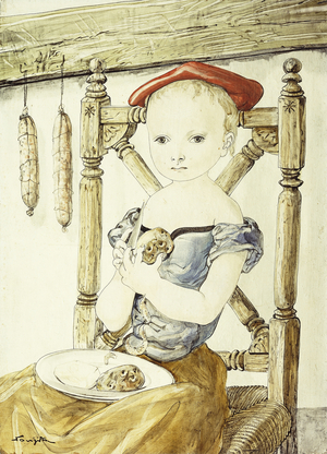 Peeling a Potato; Elle Epluchant des Pommes de Terre,  (oil on canvas)