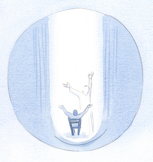 Christ's own prayer rises up from the soul, when we pray in His name, and pierces Heaven in intercession., 2000 (w/c on paper)