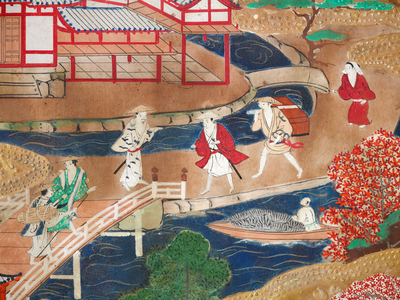 Osakazu Byobu - Japanese eight-panel folding screen (painting)