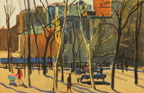 Cityscape, 1972 (tempera on card)