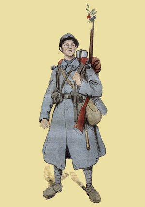 Young french soldier, illustration from french newspaper "Le Petit Journal" june 10, 1917
