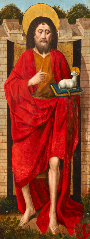 St. John the Baptist, exterior panel of the Weston Triptych, c.1480 (oil on panel)