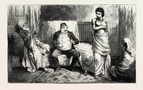 Where Size Became the Property of a Turkish Bey, Engraving 1884, Slave Trade, Slave, Slavery, Slaves, Social Issue, Social Issues