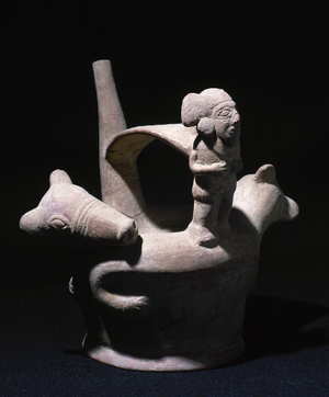Pre-Columbian art. Pre-Incan. Moche culture. Northern Peru. 100 AD-800 AD. R Anthropomorphic vessel.