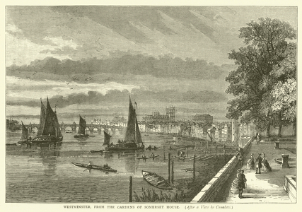Westminster, from the Gardens of Somerset House, after a view by Canaletti (engraving)
