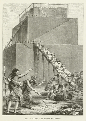 The building of the Tower of Babel (engraving)