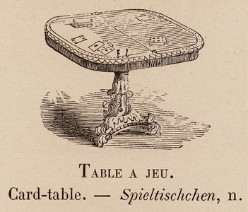 Le Vocabulaire Illustre: Table a jeu; Card-table; Spieltischchen (engraving)