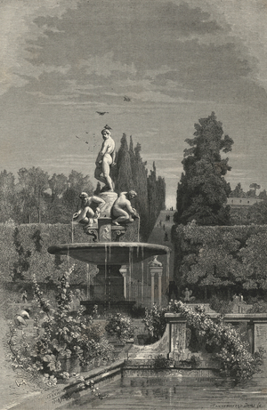Jardins Boboli, A Florence, Fontaine De Jean De Bologne (engraving)