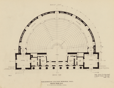 Marlborough College Memorial Hall, Ground Floor Plan (litho)
