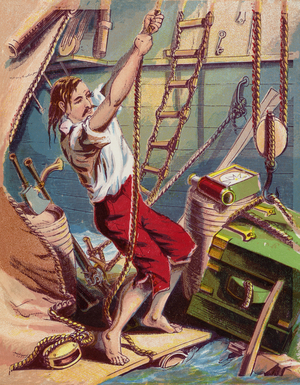 Illustration for Robinson Crusoe (colour litho)