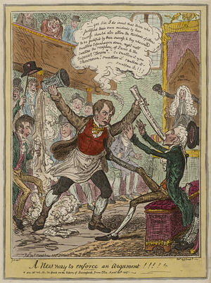A New Way to Enforce an Argument!!!!, published May 3, 1815 (hand-coloured etching on wove paper)