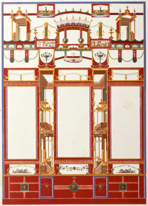 Ancient Pompeian wall painting reproduction, 19th century (watercolour and pencil)