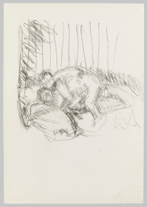 Drawing of Francis Bacon's 'Two Figures, c.1998 (charcoal on paper)