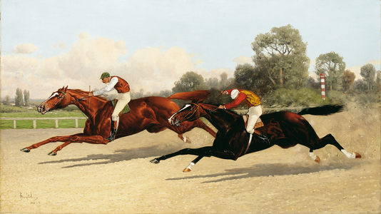 The Great ,000 Match - Entering the Last Furlong (oil on canvas)