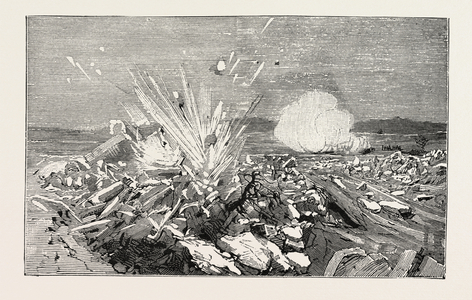 Austrian Artillery Demolishing by Cannon Shot a Dam of Ice on the Vistula at Niepolomice, Galicia, Spain, 1888 Engraving