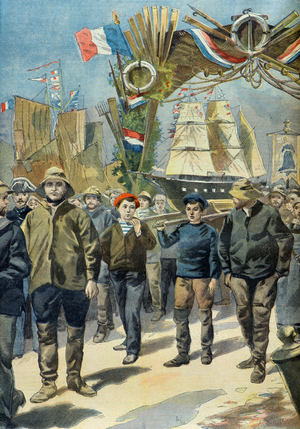 Le grand pardon des Islandais a Paimpol en 1898 (Engraving)