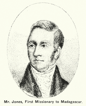 Mr Jones, First Missionary to Madagascar (engraving)
