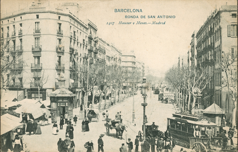 Ronda de San Antonio, Barcelona, Spain (colour litho)