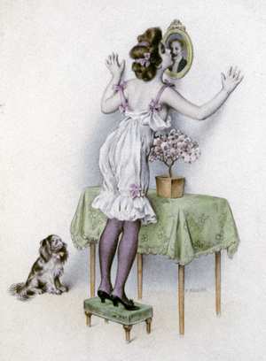 Woman in lingerie, c.1900 (postcard)