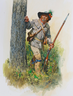 Carolina Loyalist Militia Rifleman with Ferguson (watercolor and gouache on paper)