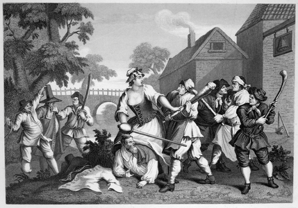 Hudibras' The Knight submits to Trulla (engraving)