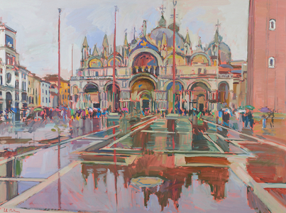 Rainy San Marco, Venice, 2022 (oil on canvas)