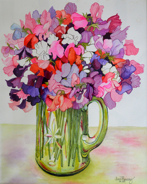 Sweet Peas in a Glass Jug, 2011 (watercolour)