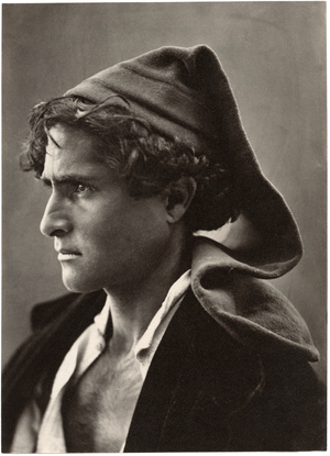 Man with stocking cap, No9, Sicily, c.1870's (b/w photo)
