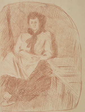 Candle-lit seated woman, c.1895 (red chalk on paper)