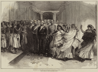 The Prince at the Temple of Srivangam, Trichinopoly, Madras Presidency (engraving)