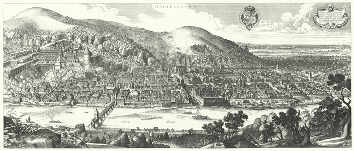 View of Heidelberg in 1620 before its destruction in the Thirty Years' War (engraving)