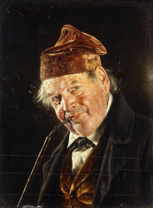 A Man with a Pipe,  (oil on panel)
