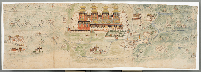 Picture-map of Central Tibet in 7 sections, 1844-62 (pen & ink & w/c on paper)